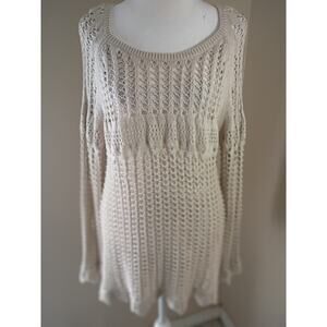 Retro Threads Dress/Top Open Weave Beige Sz XL Beach Boho Cottagecore